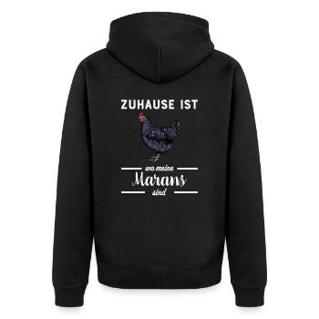 Maran Huhn I Henne Ei Hahn Motiv für Hühnerhalter - Unisex Premium Bio Zip Hoodie - Schwarz - Hinten - Nico (187cm)