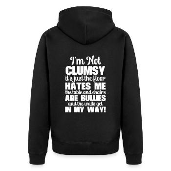 I'm Not Clumsy It's Floor Hates Me Tables Chairs - Unisex Premium Organic Zip Hoodie - black - Back - Nico (187cm)