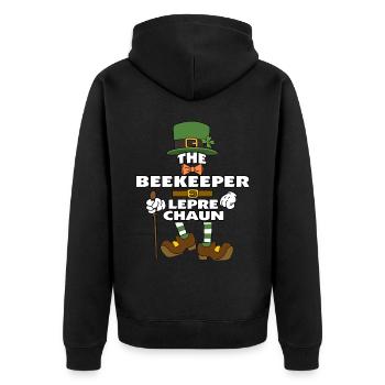 The Beekeeper Leprechaun St Patrick's Day - Unisex Premium Bio Zip Hoodie - Schwarz - Hinten - Nico (187cm)