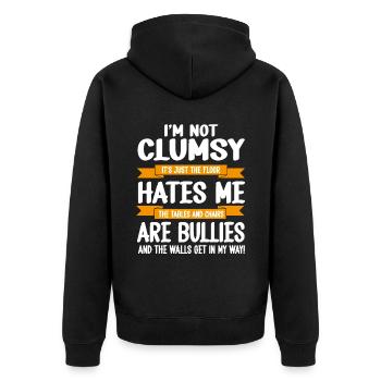 I'm Not Clumsy It's Floor Hates Me Tables Chairs A - Unisex Premium Organic Zip Hoodie - black - Back - Nico (187cm)