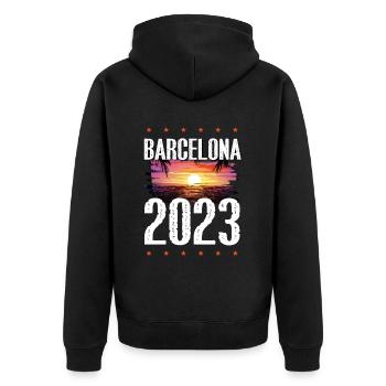 Barcelona 2023 - Unisex Premium Organic Zip Hoodie - black - Back - Nico (187cm)