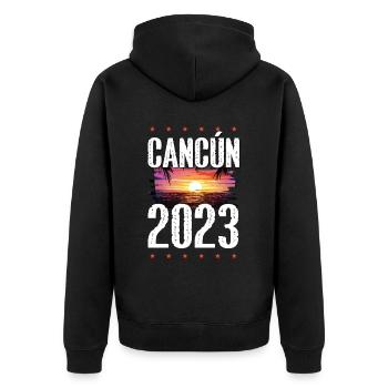Cancun 2023 - Unisex Premium Bio Zip Hoodie - Schwarz - Hinten - Nico (187cm)