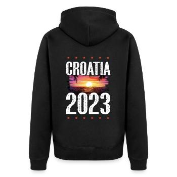 Croatia 2023 - Unisex Premium Organic Zip Hoodie - black - Back - Nico (187cm)