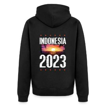 Indonesia 2023 - Unisex Premium Bio Zip Hoodie - Schwarz - Hinten - Nico (187cm)