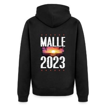 Malle 2023 - Unisex Premium Organic Zip Hoodie - black - Back - Nico (187cm)
