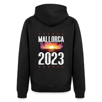 Majorque 2023 - Veste à capuche bio Premium Unisexe - noir - Dos - Nico (187cm)
