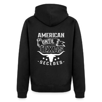 Amerikaner Bis Zur Abspaltung Von Texas Texaner - Unisex Premium Bio Zip Hoodie - Schwarz - Hinten - Nico (187cm)