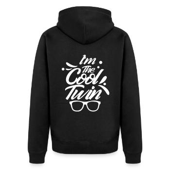 I'm the cool twin funny Gemini humor - Unisex Premium Organic Zip Hoodie - black - Back - Nico (187cm)
