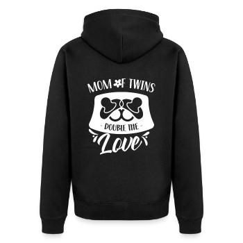 Mother of twins double love twin - Unisex Premium Organic Zip Hoodie - black - Back - Nico (187cm)