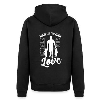 Vater Von Zwillingen Doppelte Liebe Zwilling - Unisex Premium Bio Zip Hoodie - Schwarz - Hinten - Nico (187cm)