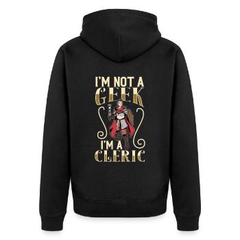 Kein geek - D20 Rollenspiel Charakter - Kleriker - Unisex Premium Bio Zip Hoodie - Schwarz - Hinten - Nico (187cm)