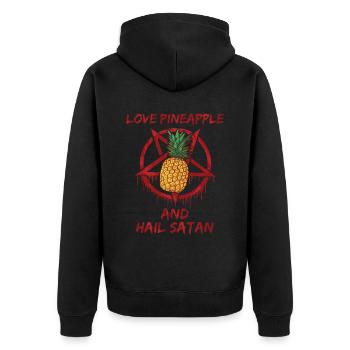 Love Pineapple and Hail Satan - Unisex Premium Organic Zip Hoodie - black - Back - Nico (187cm)