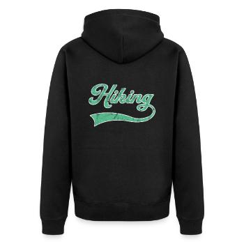 Wandern Schriftzug - Unisex Premium Bio Zip Hoodie - Schwarz - Hinten - Nico (187cm)