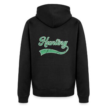 Hunting lettering - Unisex Premium Organic Zip Hoodie - black - Back - Nico (187cm)