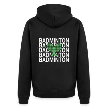 Badminton - Unisex Premium Bio Zip Hoodie - Schwarz - Hinten - Nico (187cm)