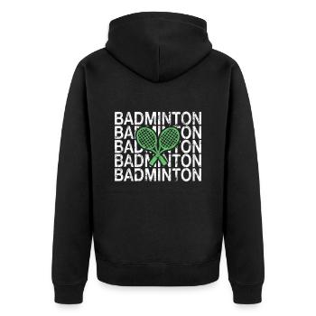 Badminton - Unisex Premium Bio Zip Hoodie - Schwarz - Hinten - Nico (187cm)