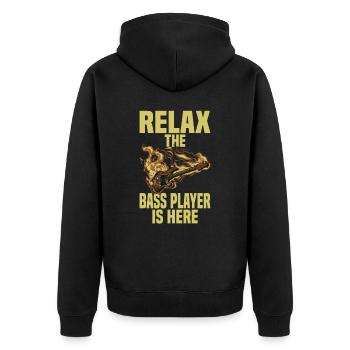 Bass Bassist Gitarrist Musik Instrument - Unisex Premium Bio Zip Hoodie - Schwarz - Hinten - Nico (187cm)