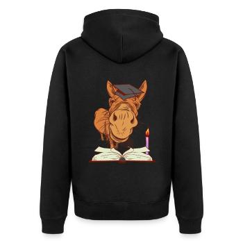 Donkey mule student nocturnal learning studies - Unisex Premium Organic Zip Hoodie - black - Back - Nico (187cm)