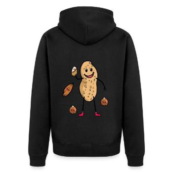 Cheerful Peanut Nuts Nut Food - Unisex Premium Organic Zip Hoodie - black - Back - Nico (187cm)