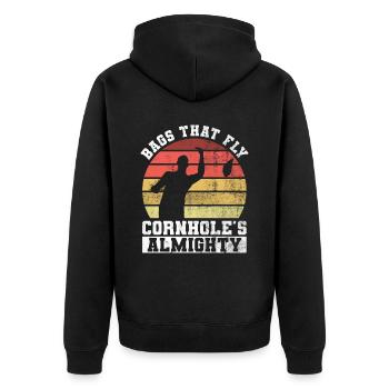 Cornhole Player Blind Hole - Funny Cornhole - Unisex Premium Organic Zip Hoodie - black - Back - Nico (187cm)