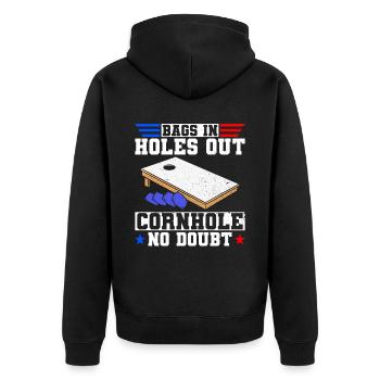 Cornhole Player Blind Hole - Funny Cornhole - Unisex Premium Organic Zip Hoodie - black - Back - Nico (187cm)
