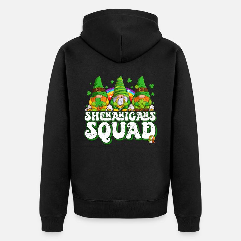 Saint-Patrick Elfes irlandais Gnome - Veste à capuche bio Premium Unisexe - noir