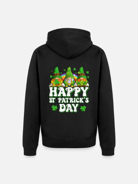 Saint-Patrick Elfes irlandais Gnome - Veste à capuche bio Premium Unisexe - noir