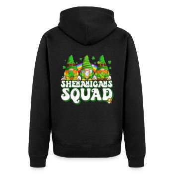 St Patrick's Day Ireland Elves Gnome - Unisex Premium Organic Zip Hoodie - black - Back - Nico (187cm)
