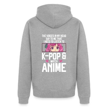 Anime & K-Pop Music Kpop Japanese Manga Otaku - Unisex Premium Bio Zip Hoodie - Grau meliert - Hinten - Nico (187cm)
