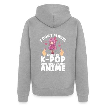 Anime & K-Pop Music Kpop Japanese Manga Otaku - Unisex Premium Bio Zip Hoodie - Grau meliert - Hinten - Nico (187cm)