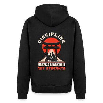 Brazilian Jiu Jitsu MMA Bjj Hugger - Unisex Premium Bio Zip Hoodie - Schwarz - Hinten - Nico (187cm)
