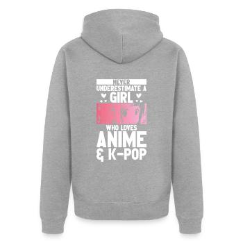 Anime & K-Pop Music Kpop Japanese Manga Otaku - Unisex Premium Bio Zip Hoodie - Grau meliert - Hinten - Nico (187cm)