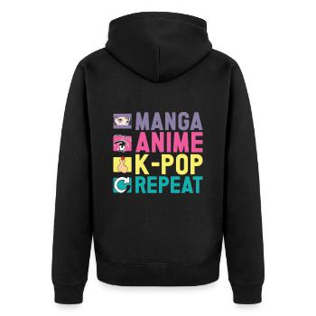 Anime & K-Pop Music Kpop Japanese Manga Otaku - Unisex Premium Bio Zip Hoodie - Schwarz - Hinten - Nico (187cm)