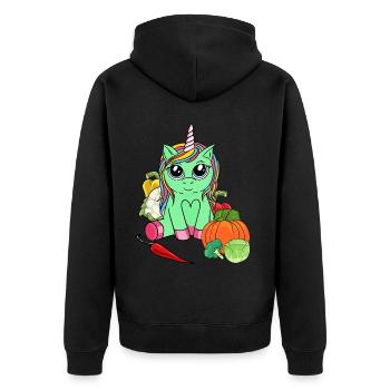 Vitamines Eco Licorne Bio Légumes Plaisir Jardinage - Veste à capuche bio Premium Unisexe - noir - Dos - Nico (187cm)