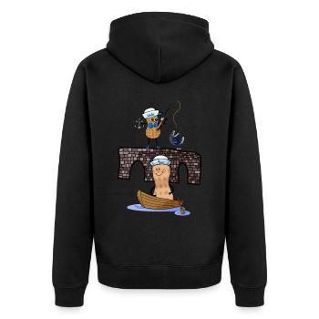 Moin maritime Peanuts Angler Sailor Captain Ahoy - Unisex Premium Organic Zip Hoodie - black - Back - Nico (187cm)