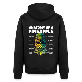 Anatomy of a Pineapple Upside Down Pineapple - Unisex Premium Organic Zip Hoodie - black - Back - Nico (187cm)