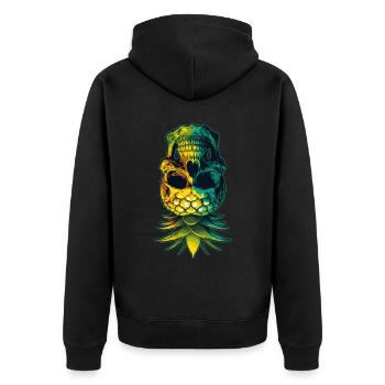 Upside Down Ananas Totenkopf Swinger Swinging Geschenk - Unisex Premium Bio Zip Hoodie - Schwarz - Hinten - Nico (187cm)