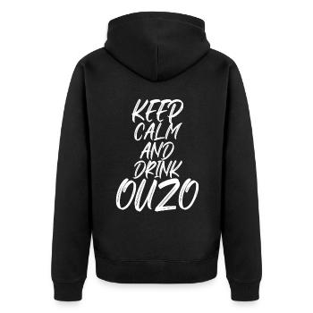 Ouzo disant pour les Grecs Un ouzo par jour - Veste à capuche bio Premium Unisexe - noir - Dos - Nico (187cm)
