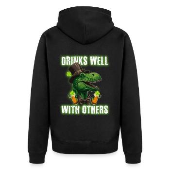 St Paddys St Patricksday St Patrick Day - Unisex Premium Bio Zip Hoodie - Schwarz - Hinten - Nico (187cm)