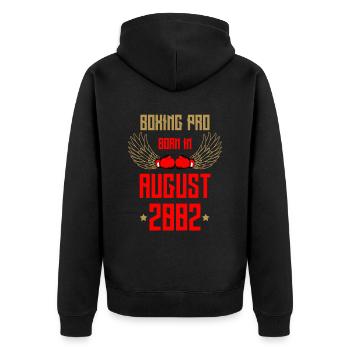 Boxen Boxkampf Boxer August 2002 - Geburtstag - Unisex Premium Bio Zip Hoodie - Schwarz - Hinten - Nico (187cm)