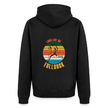 FULLBACK Football Spiel American Football USA - Unisex Premium Bio Zip Hoodie - Schwarz - Hinten - Nico (187cm)