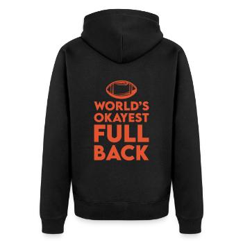 FULLBACK Football, American Football Amerikanische - Unisex Premium Bio Zip Hoodie - Schwarz - Hinten - Nico (187cm)