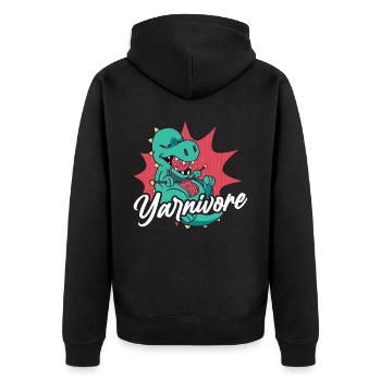 Knitting Knitter Pun Dinosaur - Unisex Premium Bio Zip Hoodie - Schwarz - Hinten - Nico (187cm)