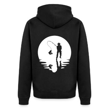 Circle and reflection - Fishing - - Unisex Premium Organic Zip Hoodie - black - Back - Nico (187cm)