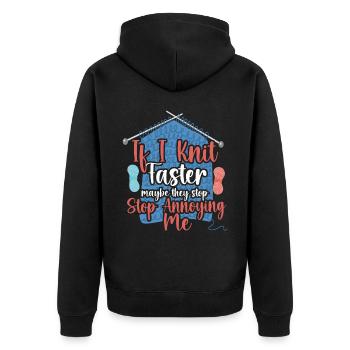 Tricoter si je tricote plus vite - Veste à capuche bio Premium Unisexe - noir - Dos - Nico (187cm)