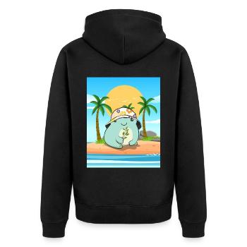 Coconut Girl Aesthetic Kawaii Frog Summer Beach - Unisex Premium Bio Zip Hoodie - Schwarz - Hinten - Nico (187cm)