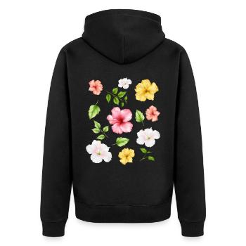 Coconut Girl Aesthetic Hibiscus Flowers - Unisex Premium Bio Zip Hoodie - Schwarz - Hinten - Nico (187cm)