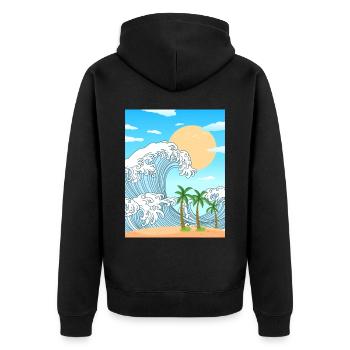 Coconut Girl Aesthetic Great Wave Off Kanagawa - Unisex Premium Bio Zip Hoodie - Schwarz - Hinten - Nico (187cm)