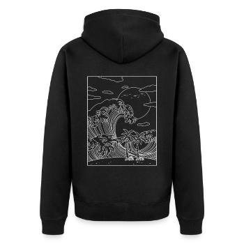 Coconut Girl Aesthetic Kanagawa Wave Summer Beach - Unisex Premium Bio Zip Hoodie - Schwarz - Hinten - Nico (187cm)