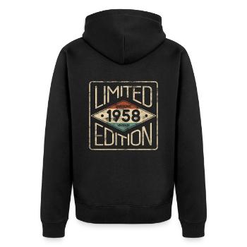Limited Edition Awesome Vintage 1958 Birthday - Unisex Premium Organic Zip Hoodie - black - Back - Nico (187cm)